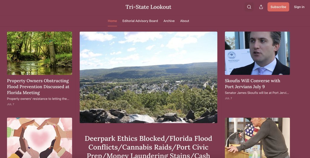 Screenshot of the Tri-State Lookout website