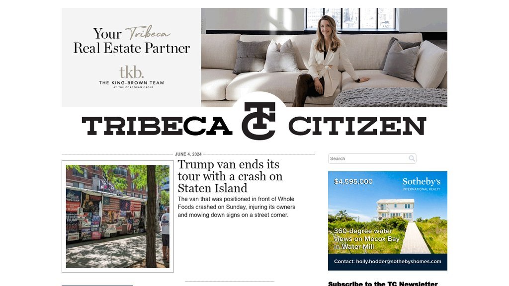 Screenshot of the Tribeca Citizen website