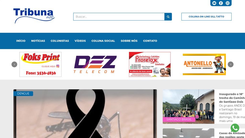 Screenshot of the Tribuna dos Lagos website