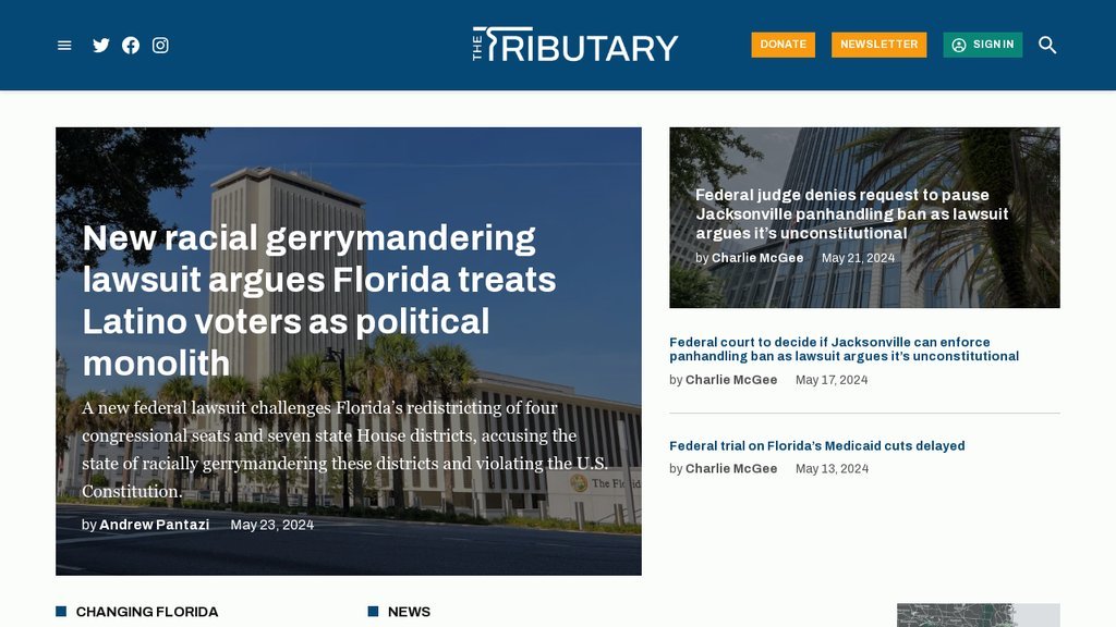 Screenshot of the Tributary, The website