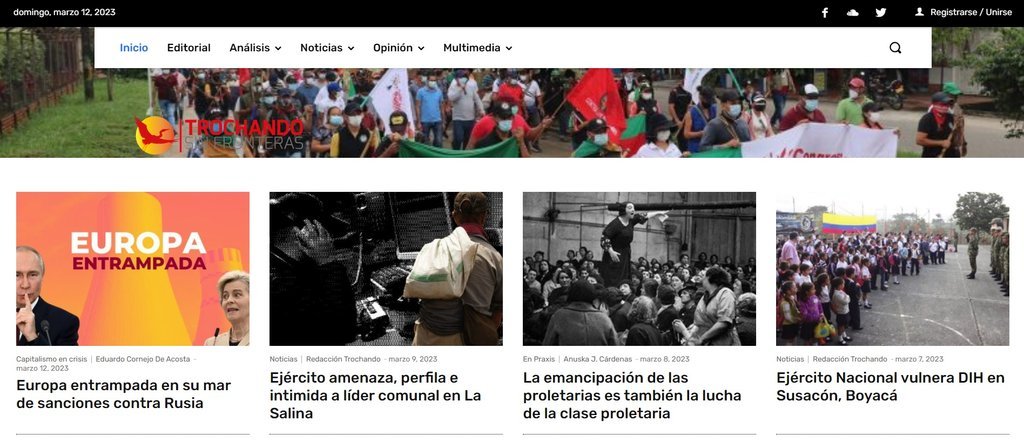 Screenshot of the Trochando Sin Fronteras website