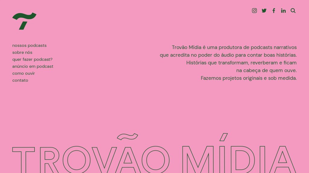 Screenshot of the Trovão Mídia website