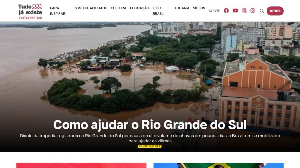 Screenshot of the Tudo Já Existe website