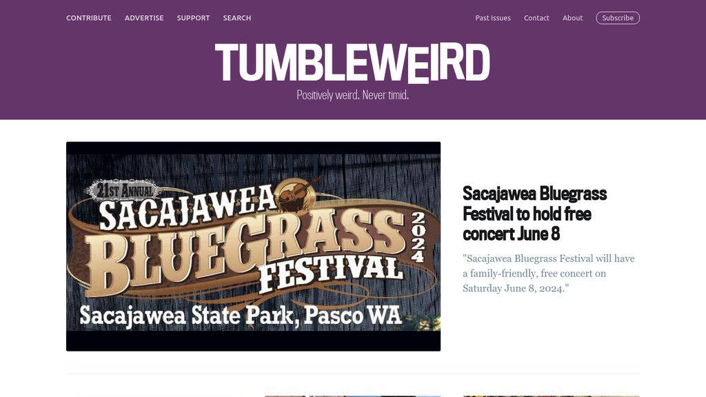 Screenshot of the Tumbleweird website