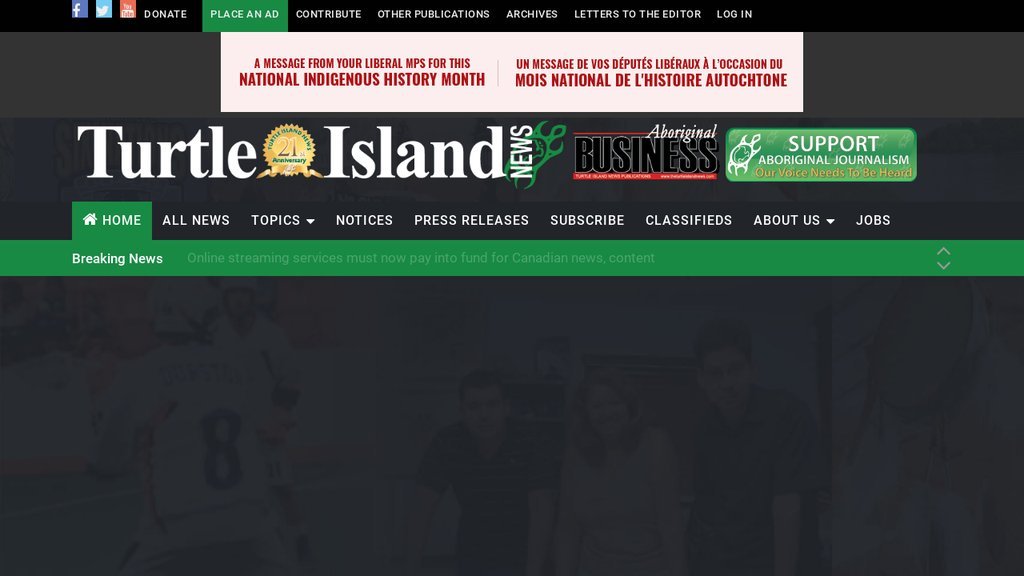 Screenshot of the Turtle Island News website