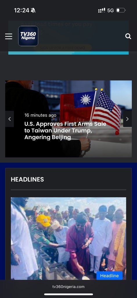 Screenshot of the TV360 Nigeria website