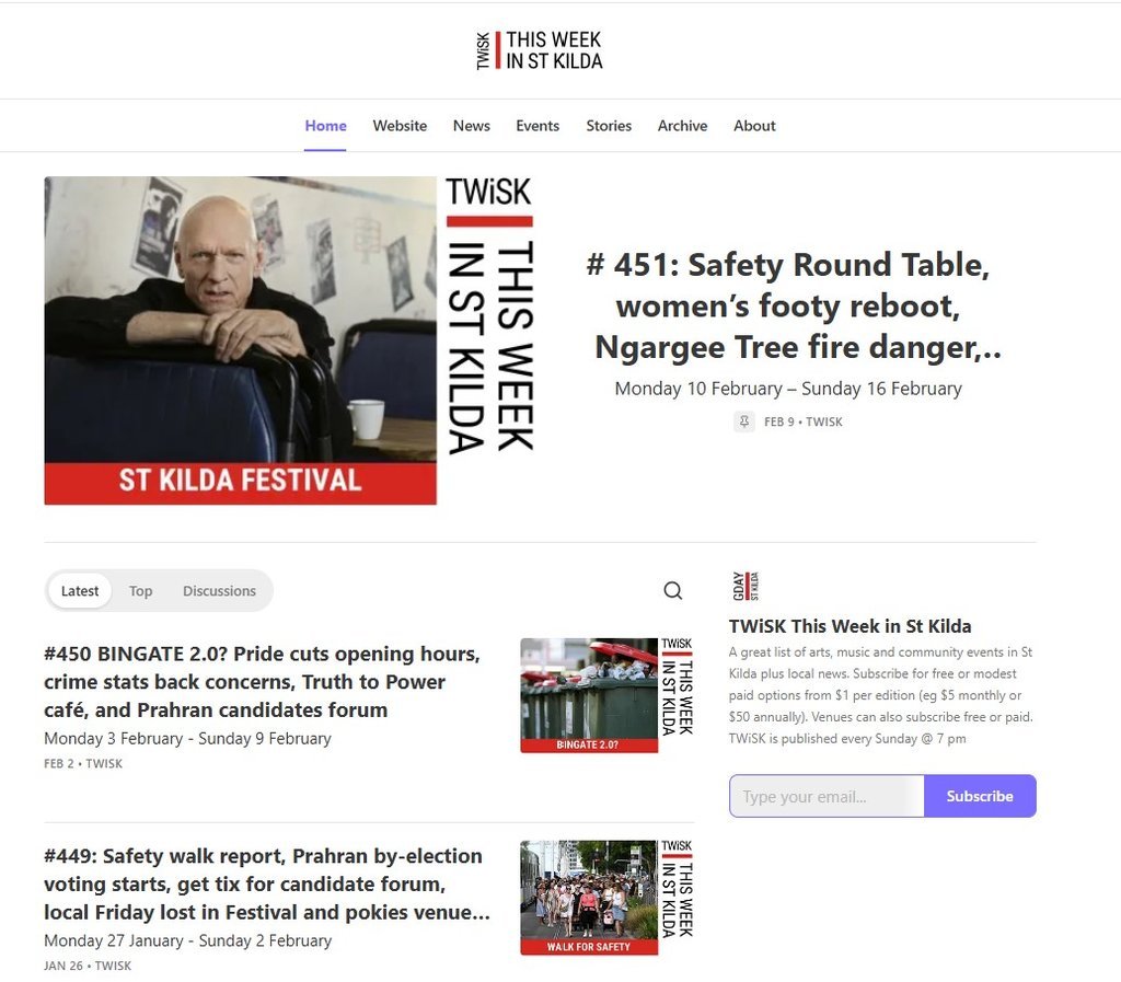 Screenshot of the TWiSK website