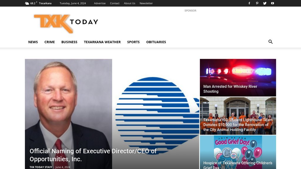 Screenshot of the TXK Today website