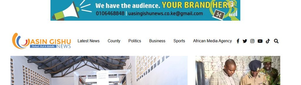 Screenshot of the Uasin Gishu News website
