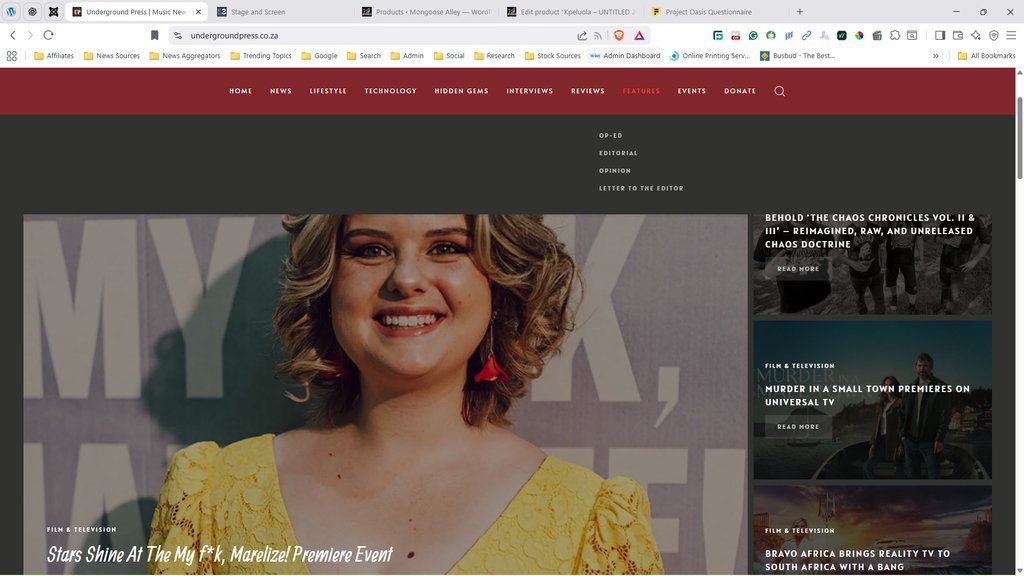 Screenshot of the Underground Press website