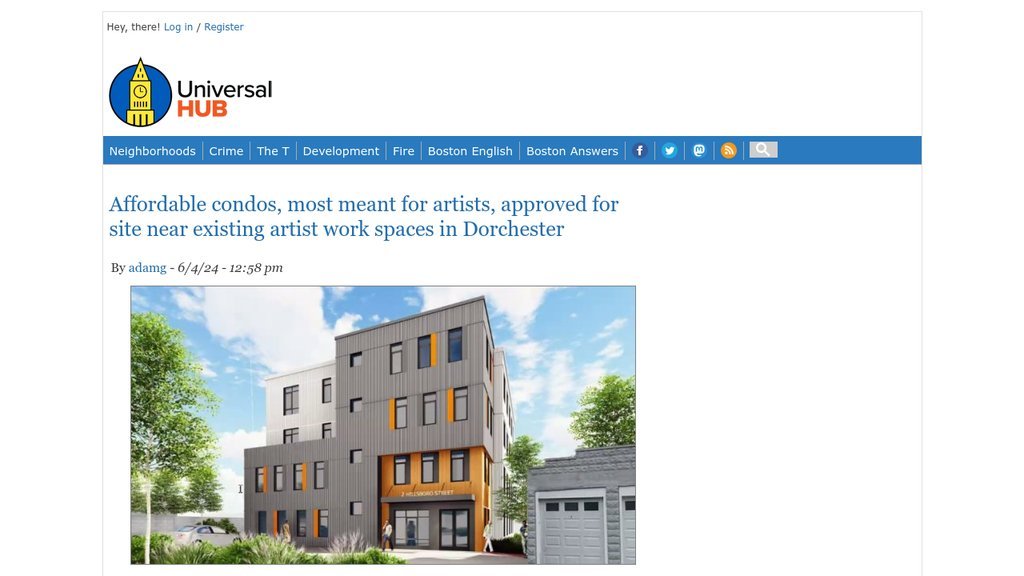 Screenshot of the Universal Hub website
