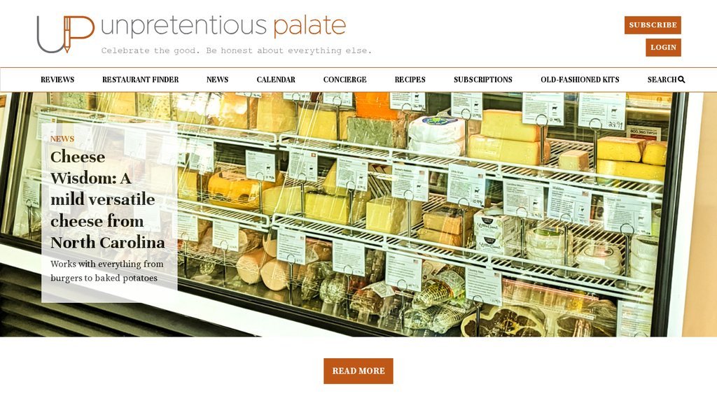 Screenshot of the Unpretentious Palate website