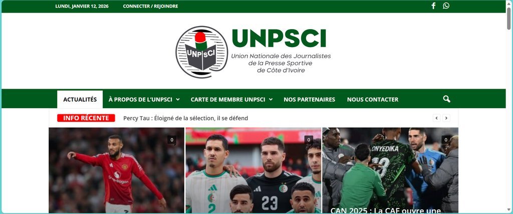 Screenshot of the Unpsci website