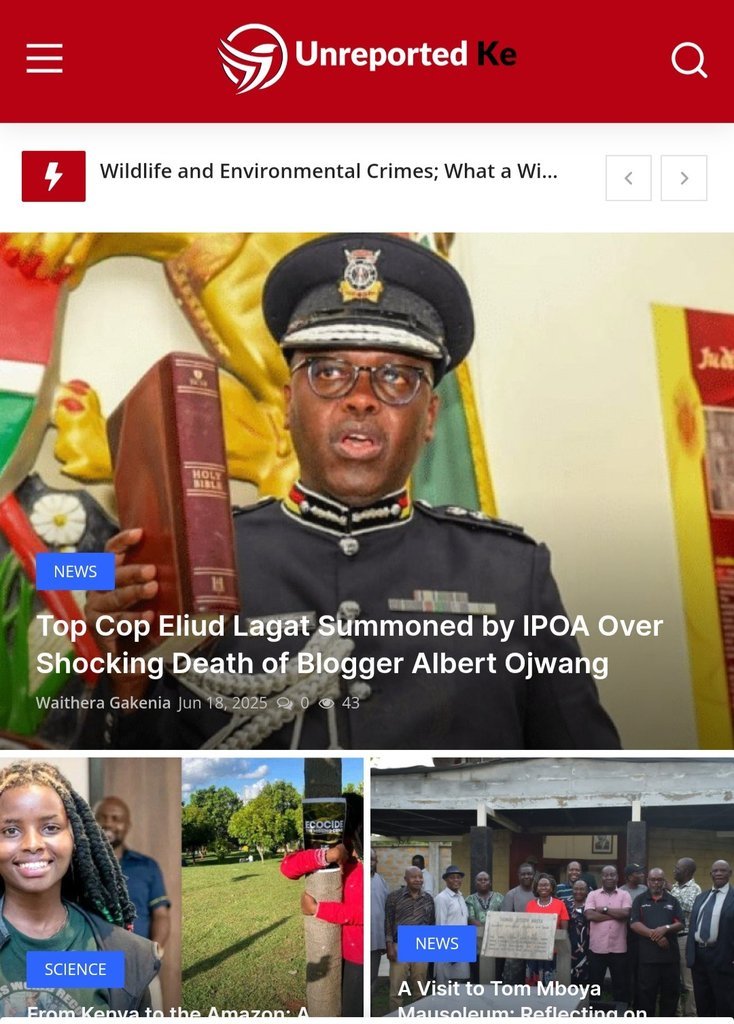 Screenshot of the UnreportedKe website
