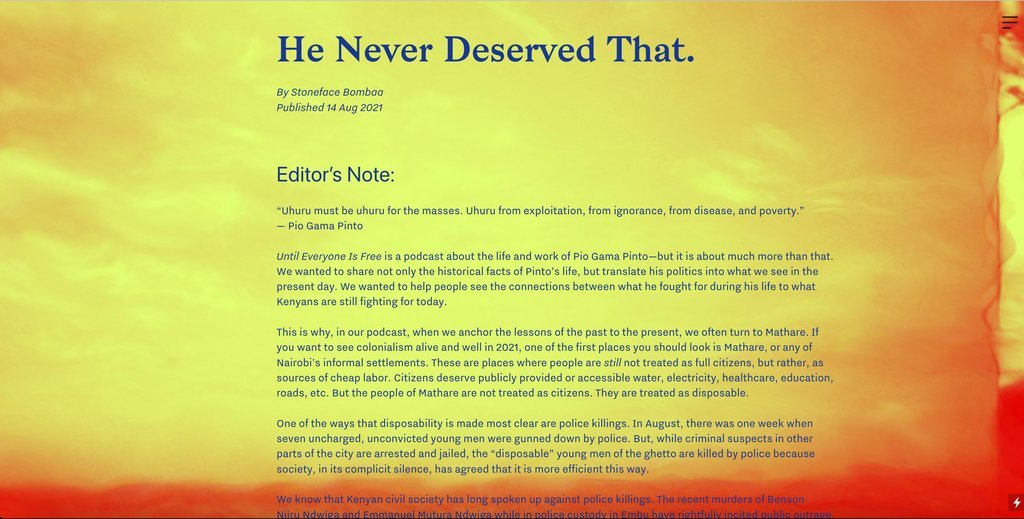 Screenshot of the Until Everyone Is Free Podcast website