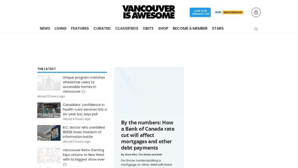Screenshot of the Vancouver Is Awesome website