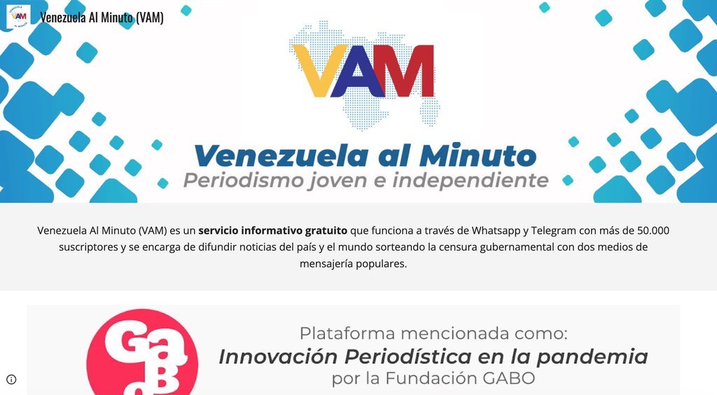 Screenshot of the Venezuela Al Minuto (Vam) website