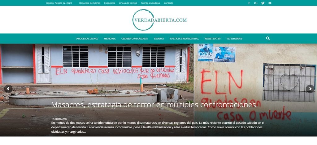 Screenshot of the Verdad Abierta website