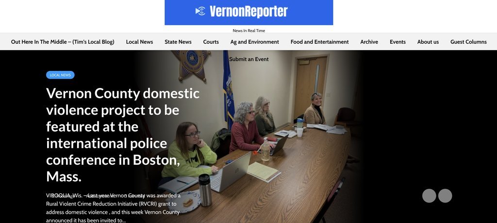 Screenshot of the Vernon Reporter website