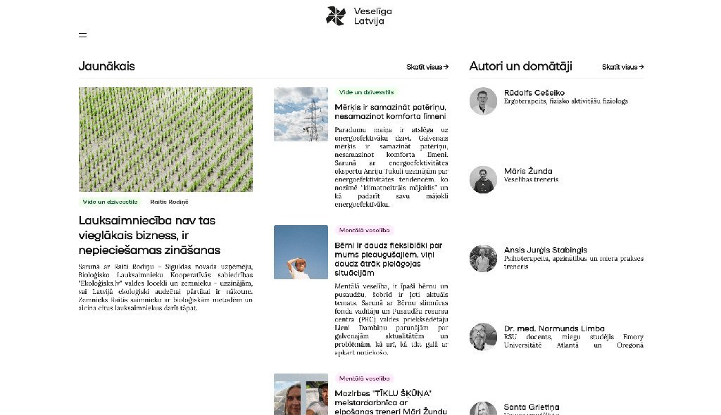 Screenshot of the Veselīga Latvija website