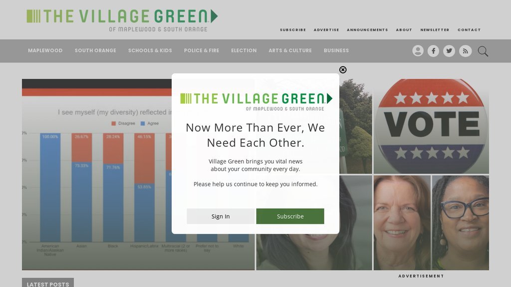 Screenshot of the Village Green website