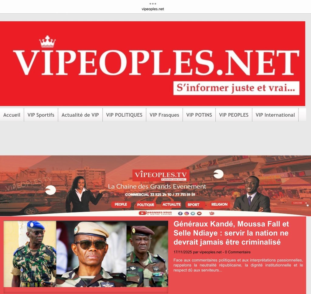 Screenshot of the VIPeoples website