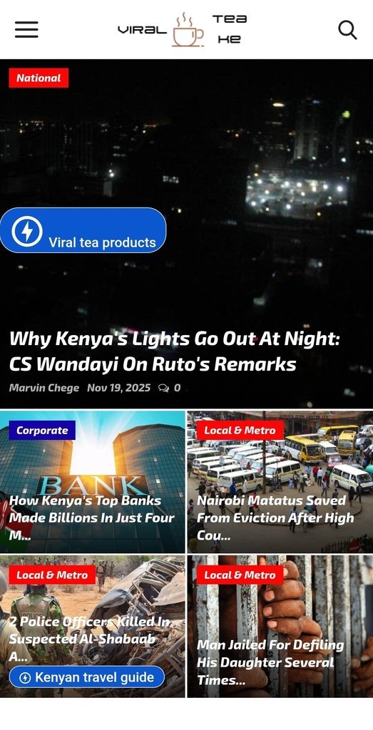 Screenshot of the Viral Tea Ke website