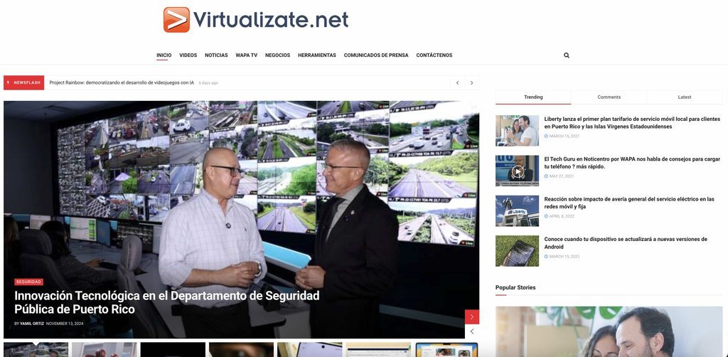 Screenshot of the Virtualizate website