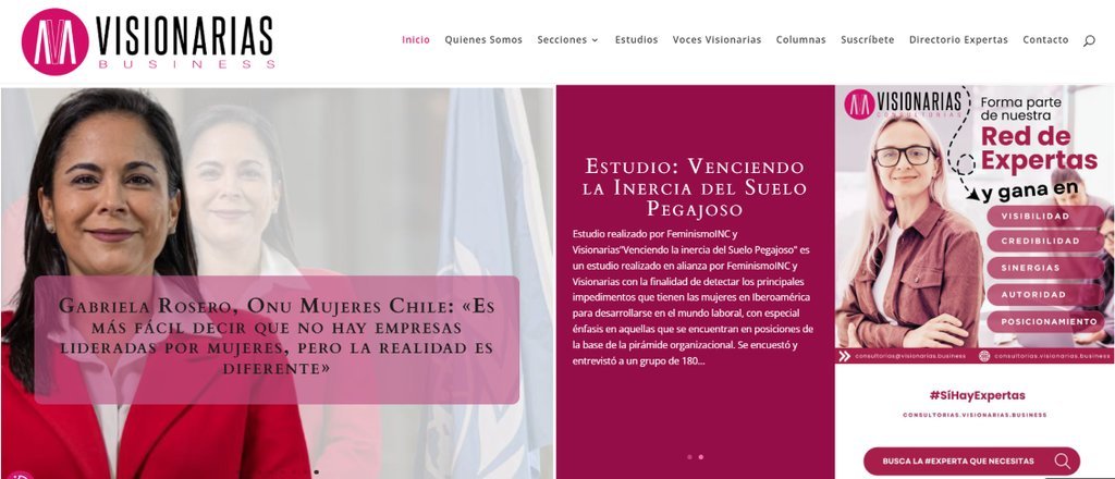Screenshot of the Visionarias website