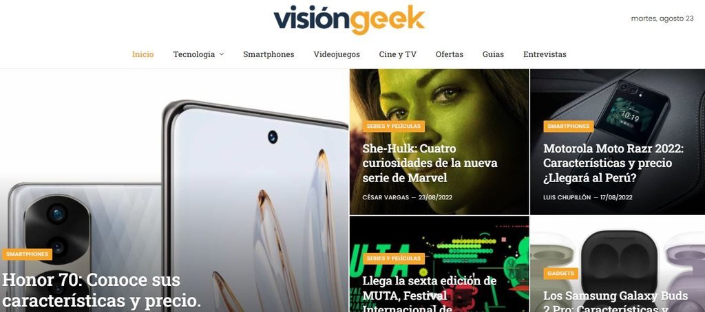 Screenshot of the Visiongeek website