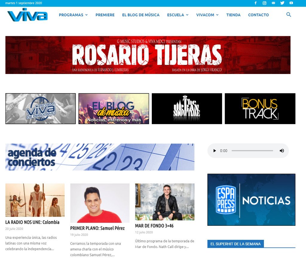 Screenshot of the Viva Radio website