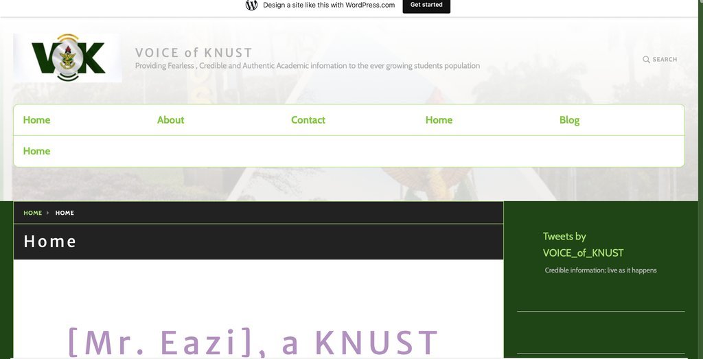 Screenshot of the Voice of KNUST website