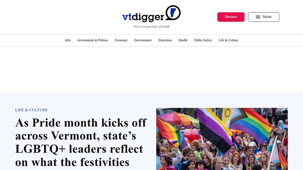 Screenshot of the VTDigger website
