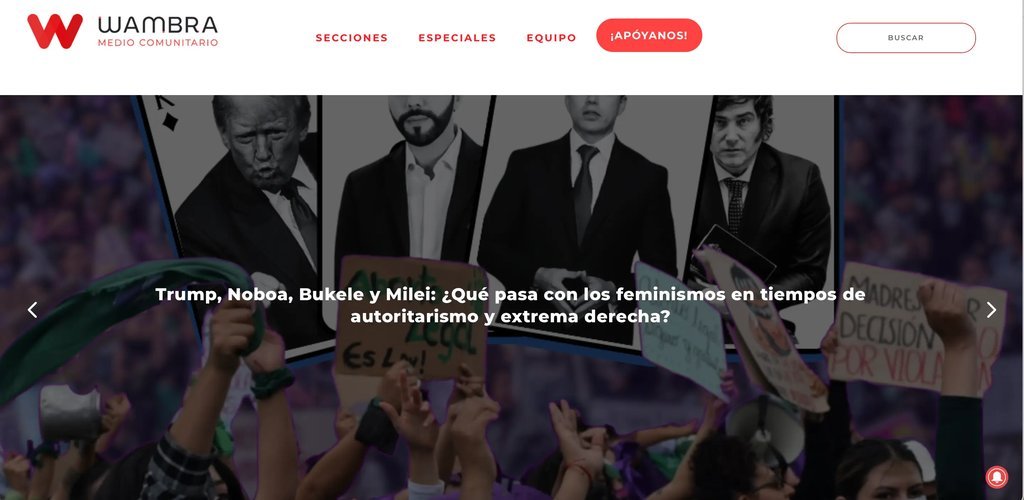 Screenshot of the Wambra website