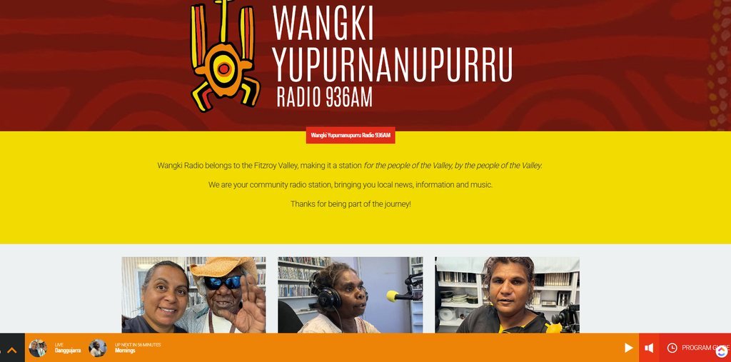 Screenshot of the Wangki Yupurnanupurru website