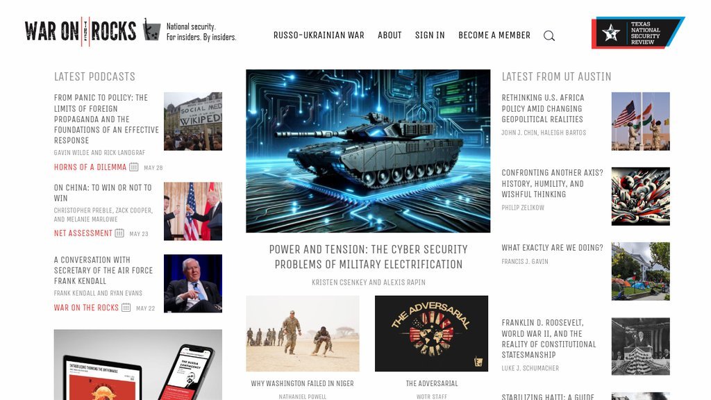Screenshot of the War on the Rocks website