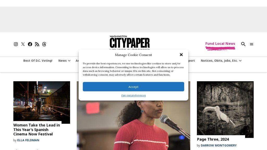 Screenshot of the Washington City Paper website