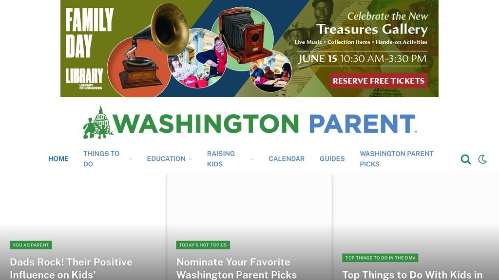 Screenshot of the Washington Parent website