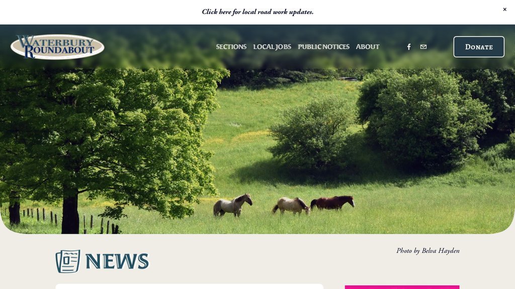 Screenshot of the Waterbury Roundabout website