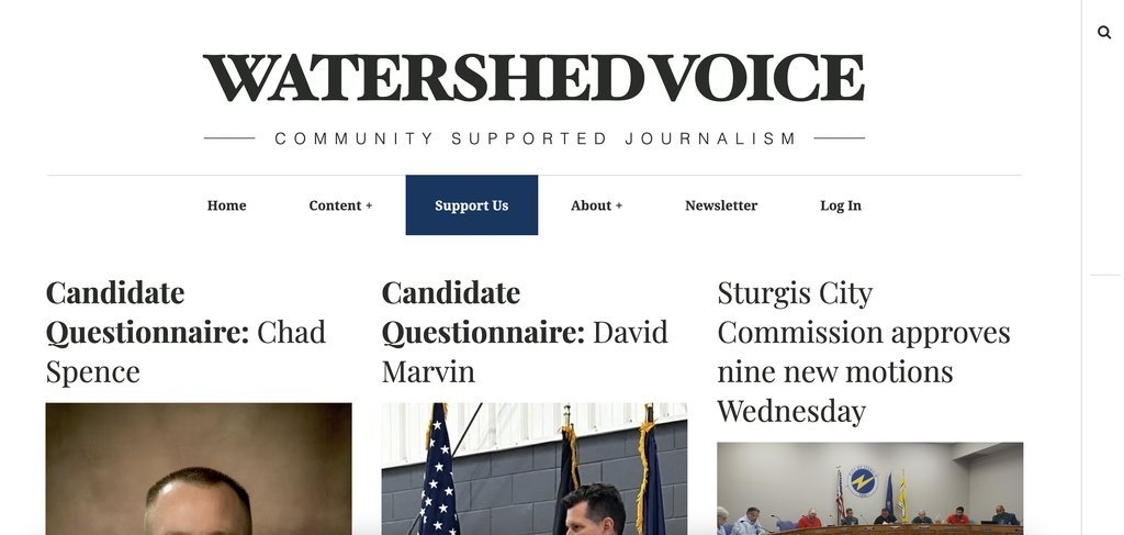 Screenshot of the Watershed Voice website