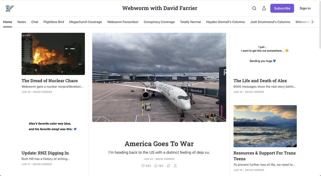 Screenshot of the Webworm website