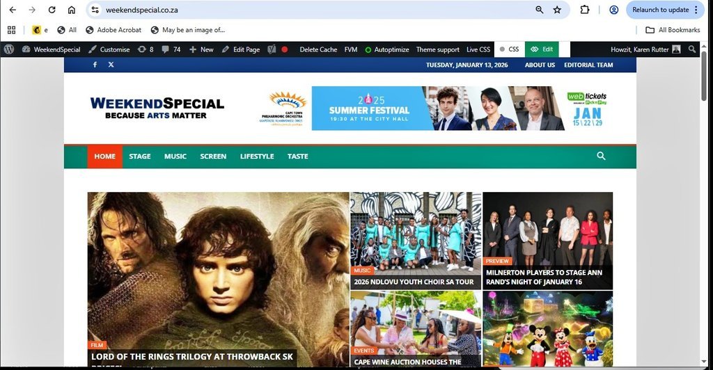 Screenshot of the WeekendSpecial website