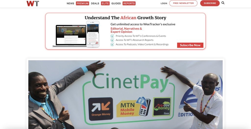 Screenshot of the WeeTracker Media Inc website