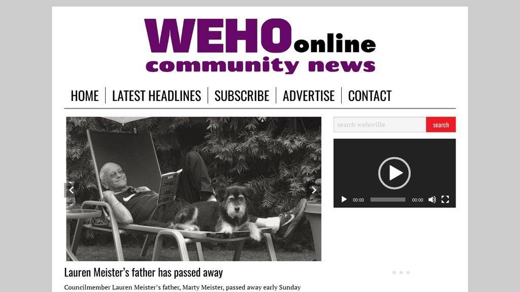 Screenshot of the WEHOville website