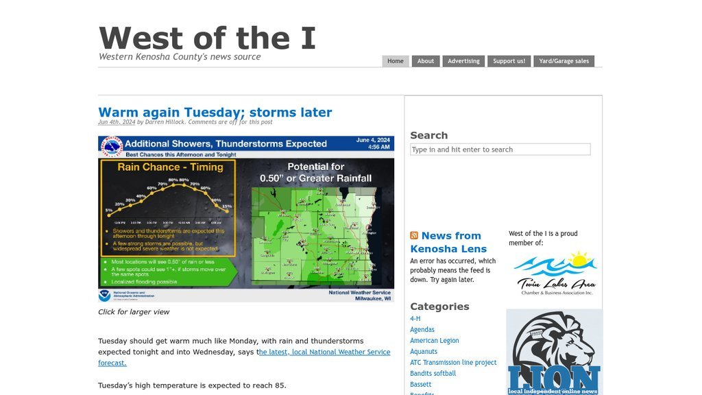 Screenshot of the West of the I website