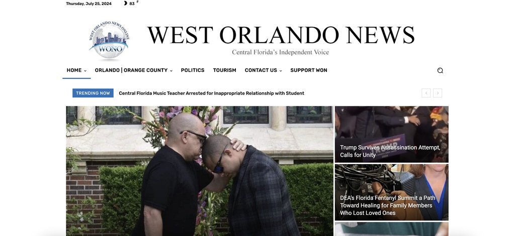 Screenshot of the West Orlando News website
