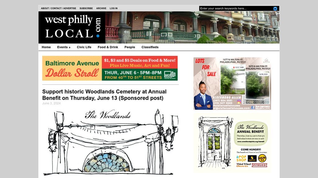 Screenshot of the West Philly Local website