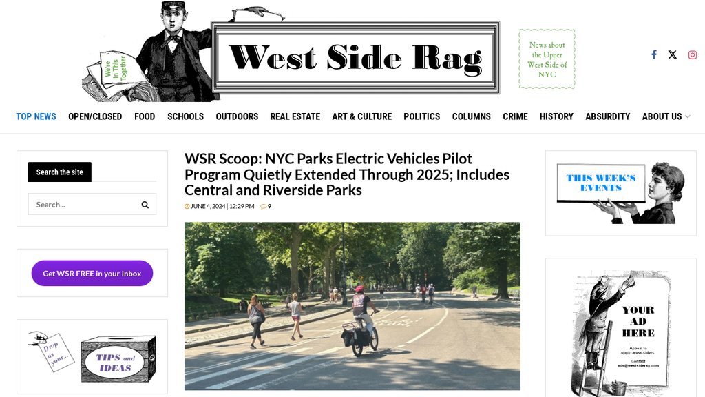 Screenshot of the West Side Rag website