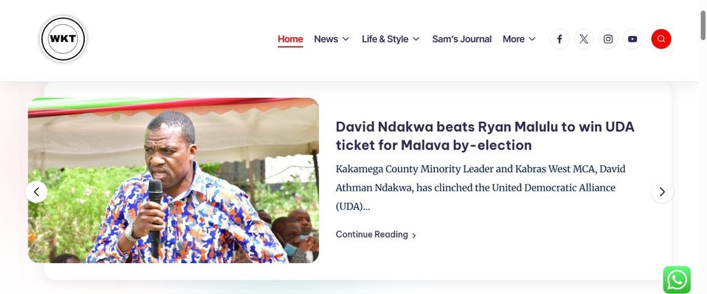 Screenshot of the Western Kenya Times website