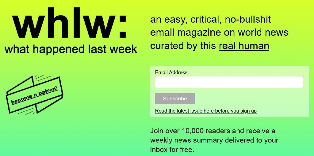 Screenshot of the What Happened Last Week website